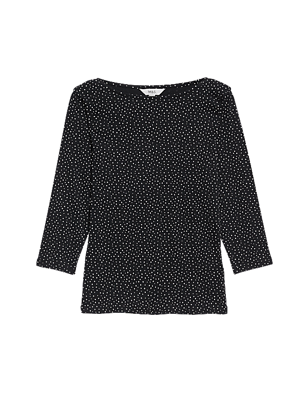 Pure Cotton Printed Slim Fit Slash Neck Top