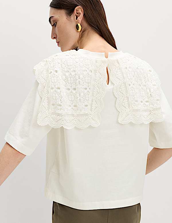 Pure Cotton Lace Bib T-Shirt - FI