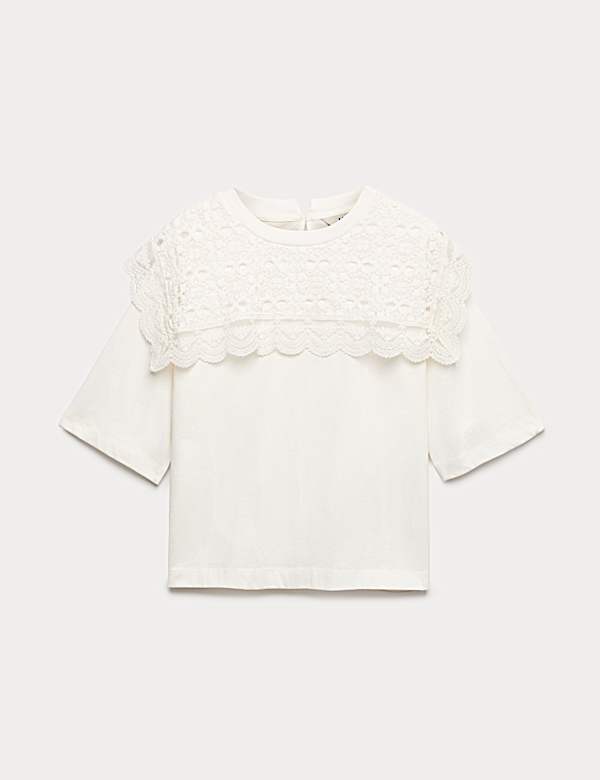 Pure Cotton Lace Bib T-Shirt - FI