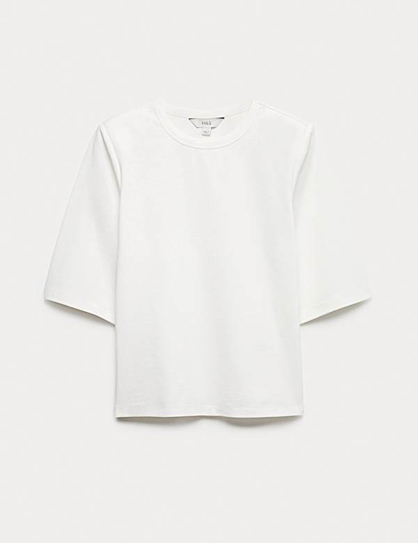 Cotton Rich Padded Shoulder T-Shirt - BN