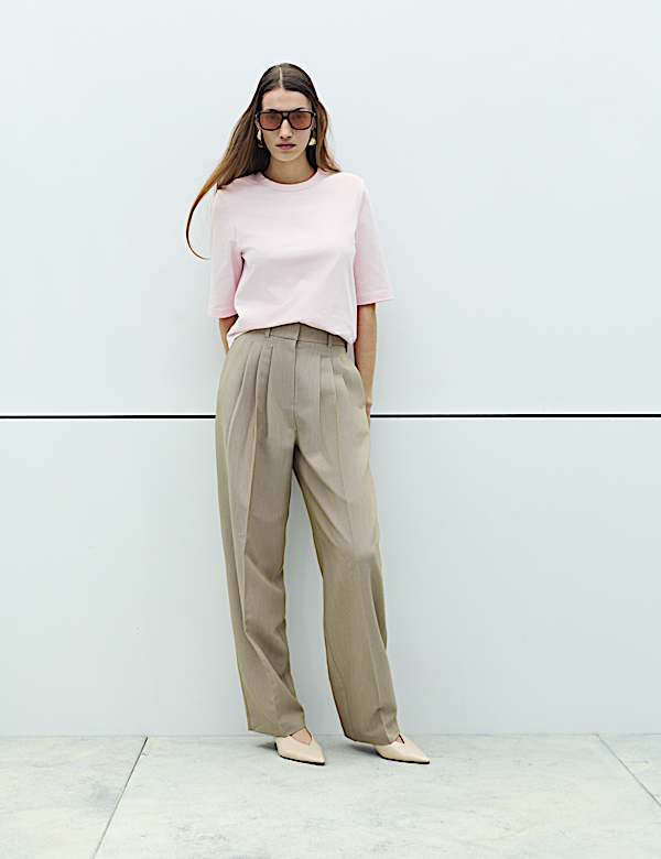 Cotton Rich Padded Shoulder T-Shirt - US