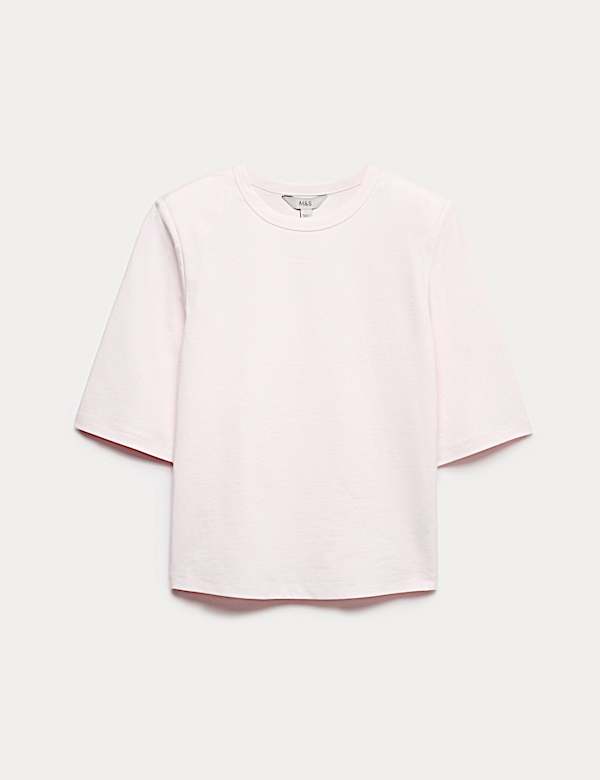 Cotton Rich Padded Shoulder T-Shirt - US