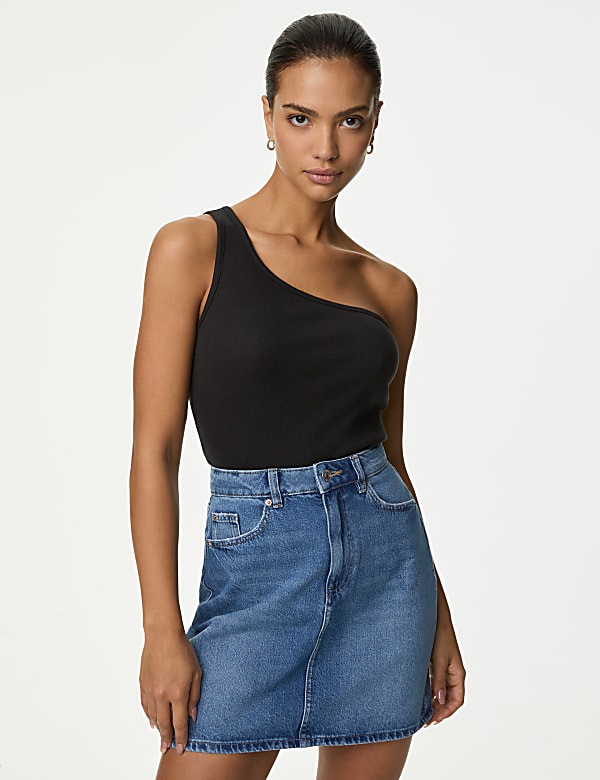 Cotton Rich One Shoulder Vest