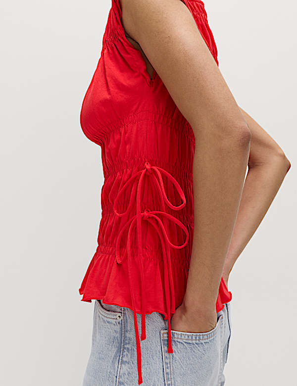 Pure Cotton Smocked Detail Top - US