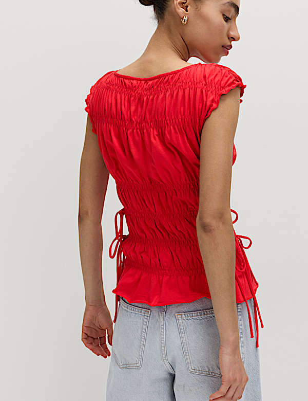 Pure Cotton Smocked Detail Top - US