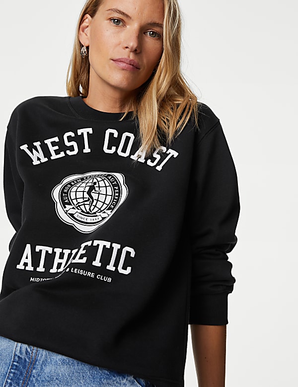 Cotton Rich Slogan Sweatshirt