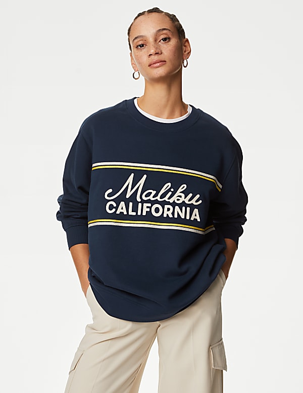 Cotton Rich Slogan Sweatshirt
