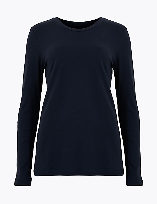 Pure Cotton Straight Fit Long Sleeve Top