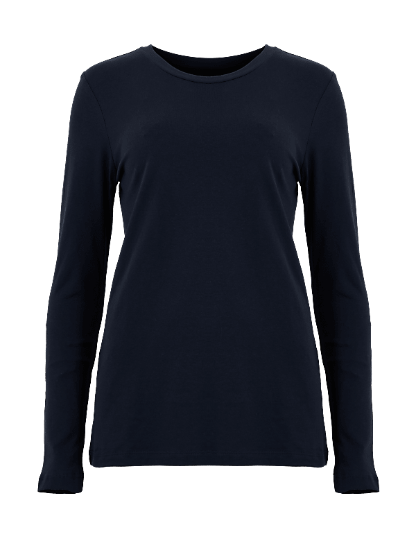Pure Cotton Straight Fit Long Sleeve Top