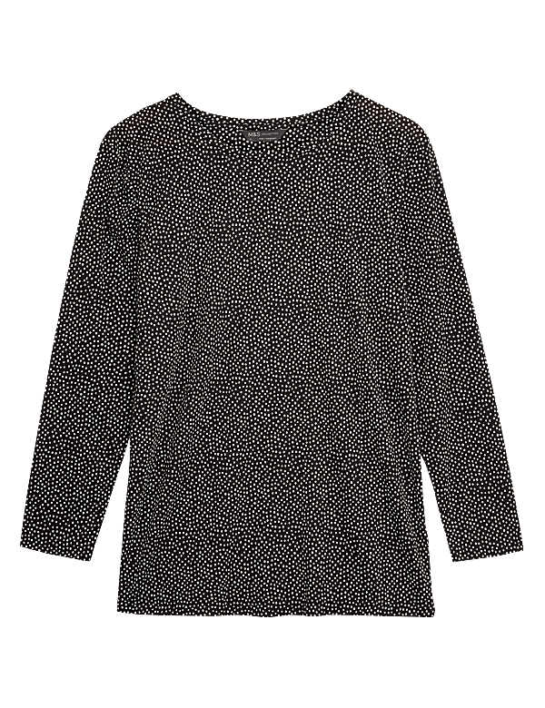 Polka Dot Relaxed Long Sleeve Longline Top