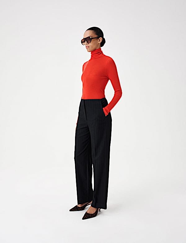 Wool Touch Roll Neck Long Sleeve Top - ES