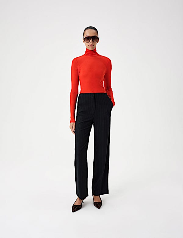 Wool Touch Roll Neck Long Sleeve Top - ES