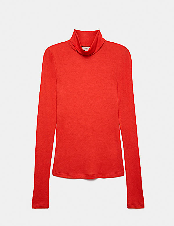 Wool Touch Roll Neck Long Sleeve Top - ES
