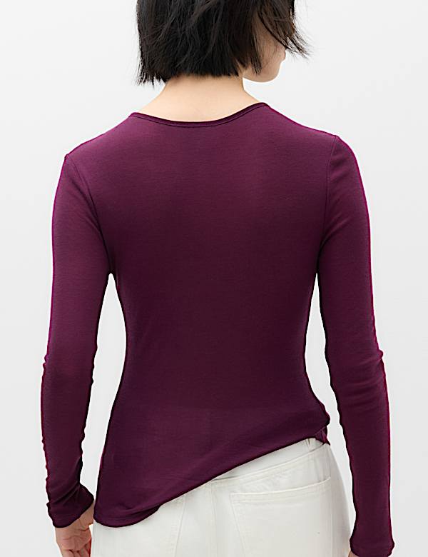 Wool Touch Layering Slim Henley Top - CZ