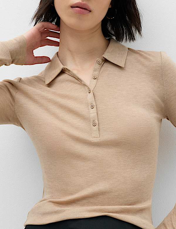 Lyocell Blend Collared Top with Wool - UA