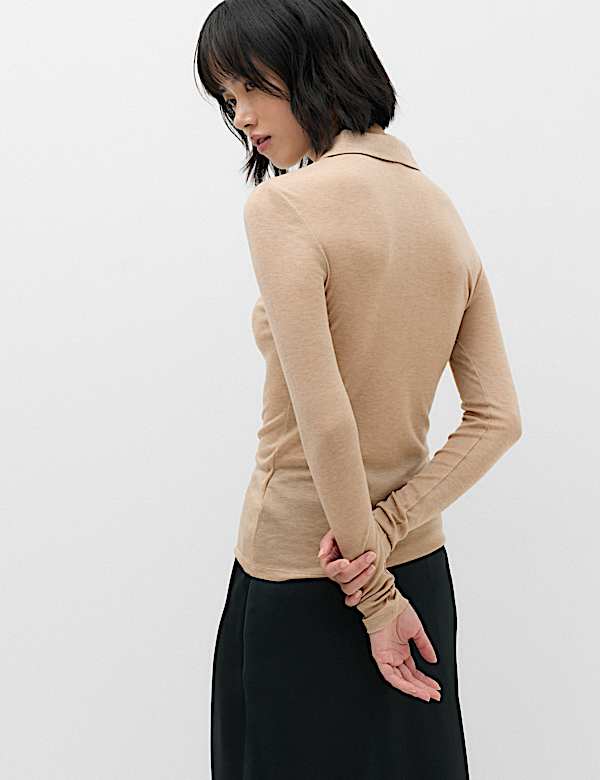 Lyocell Blend Collared Top with Wool - UA