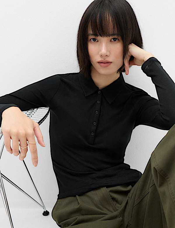 Wool Touch Layering Slim Collared Polo Shirt - GR