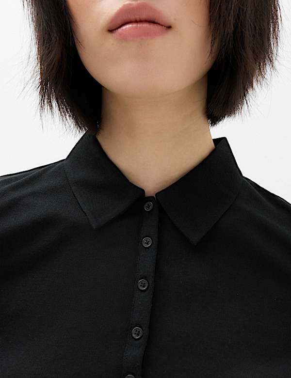 Wool Touch Layering Slim Collared Polo Shirt - GR