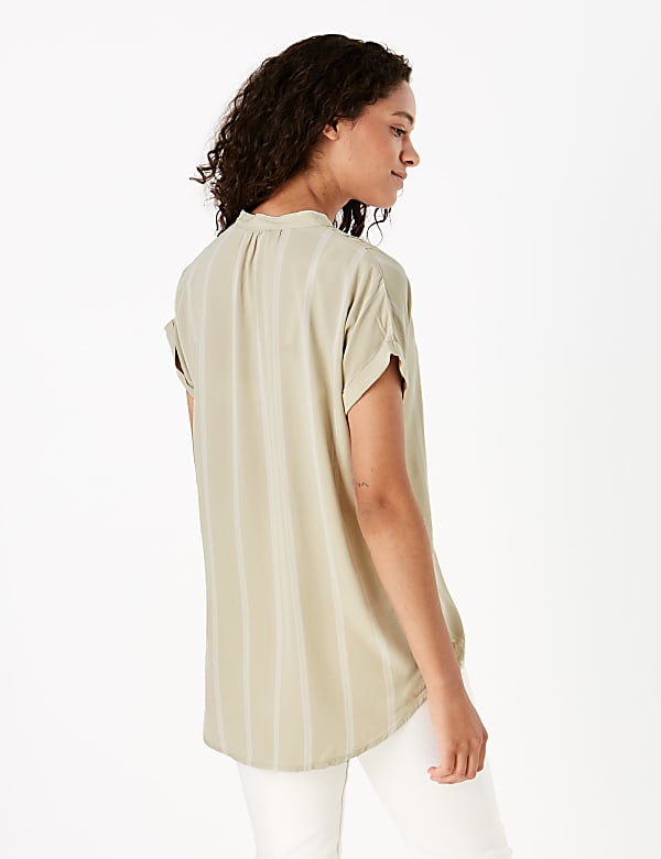 Striped Longline Collared Blouse