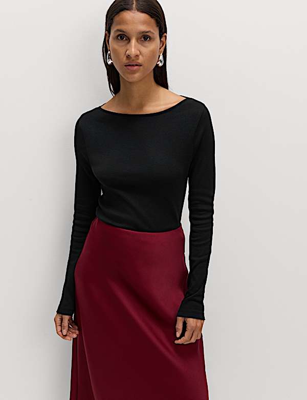 Pure Cotton Slash Neck Top - BG