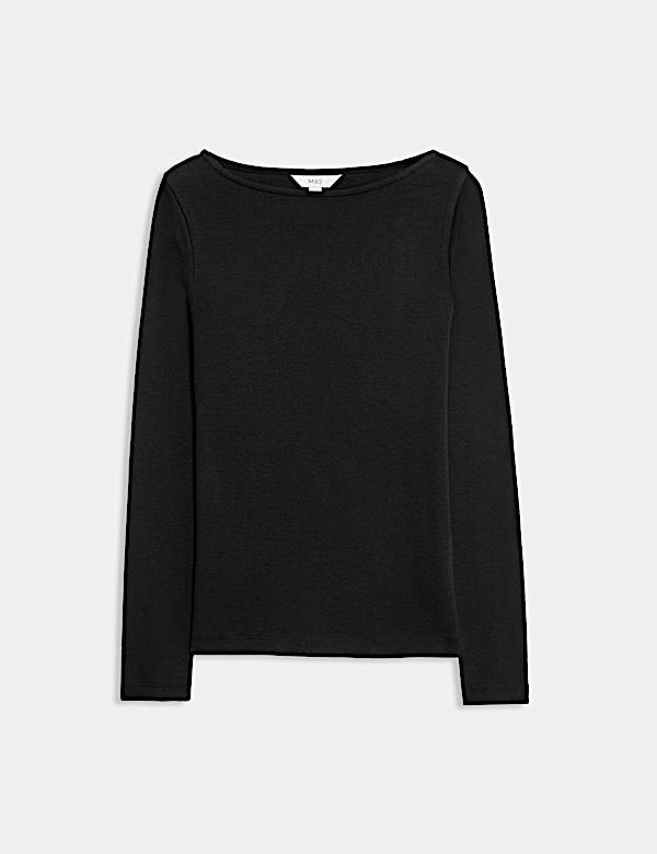 Top 100 % coton &agrave; col bateau - FR