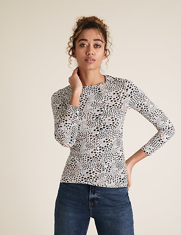 Pure Cotton Star Print Regular Fit Top