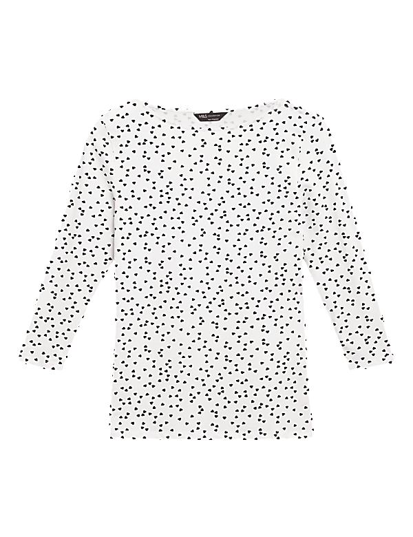 Cotton Printed Slash Neck Fitted Top