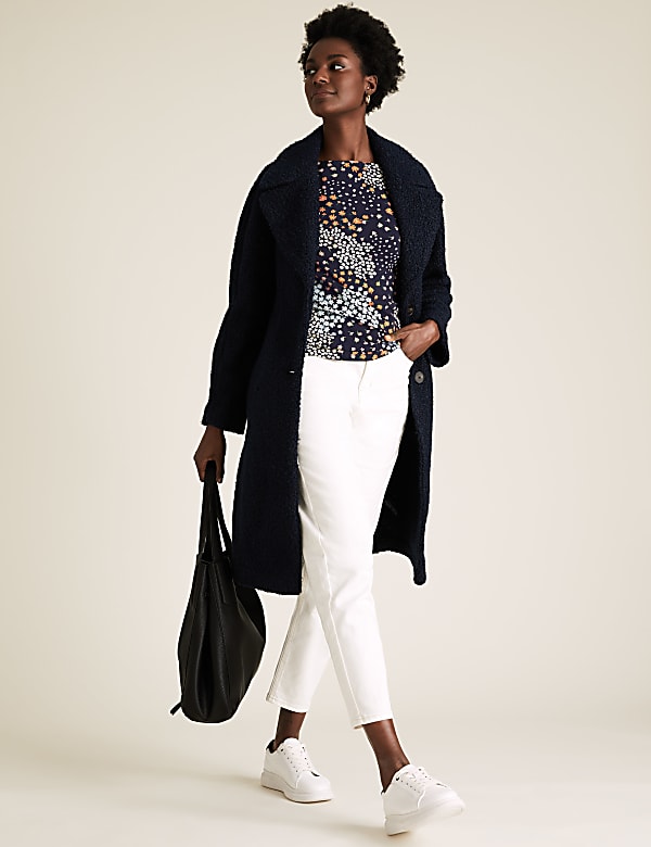 Cotton Floral Slash Neck Fitted Top