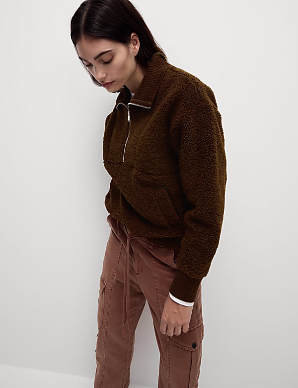 Borg Textured Half Zip Sweatshirt