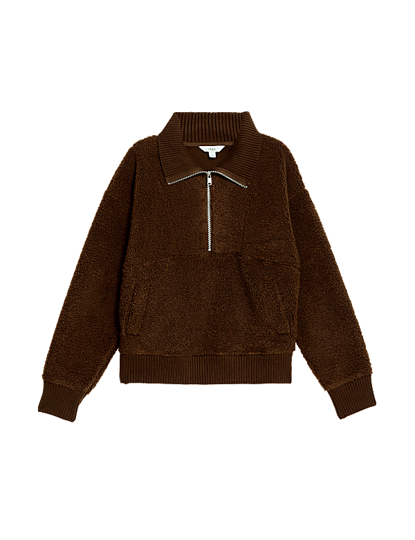Borg Textured Half Zip Sweatshirt