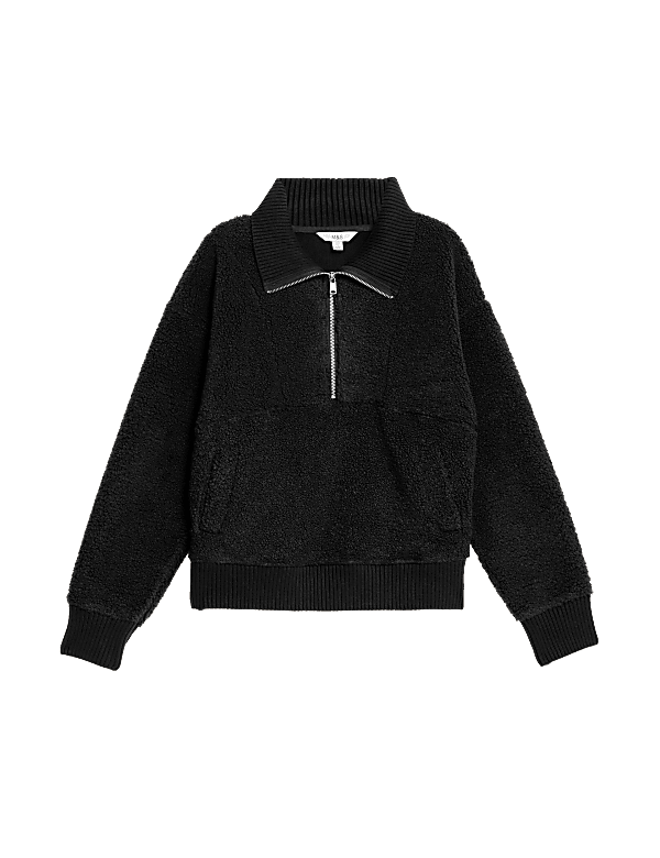 Borg Textured Half Zip Sweatshirt