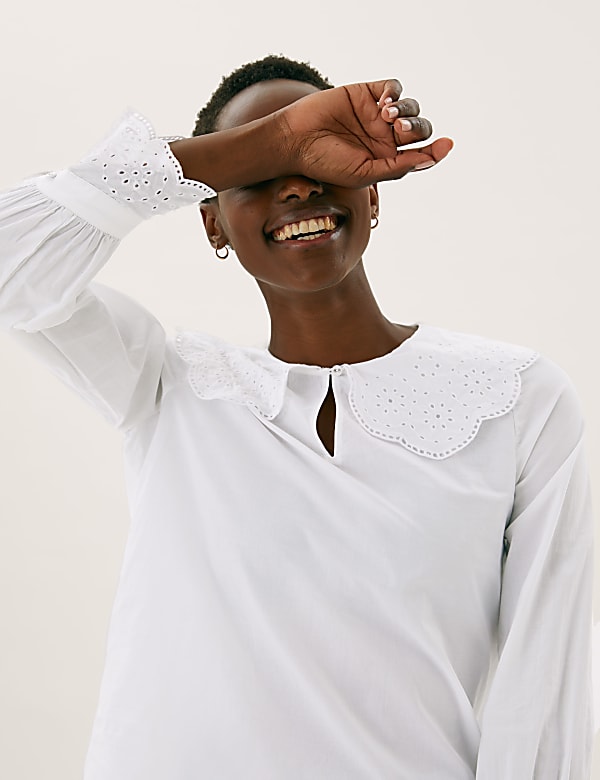 Pure Cotton Embroidered Regular Fit Blouse