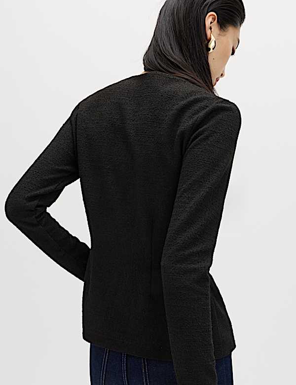 Textured Button Detail Peplum Top with Cotton - VN