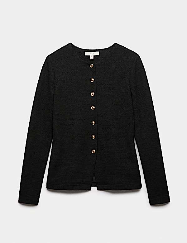 Textured Button Detail Peplum Top with Cotton - VN