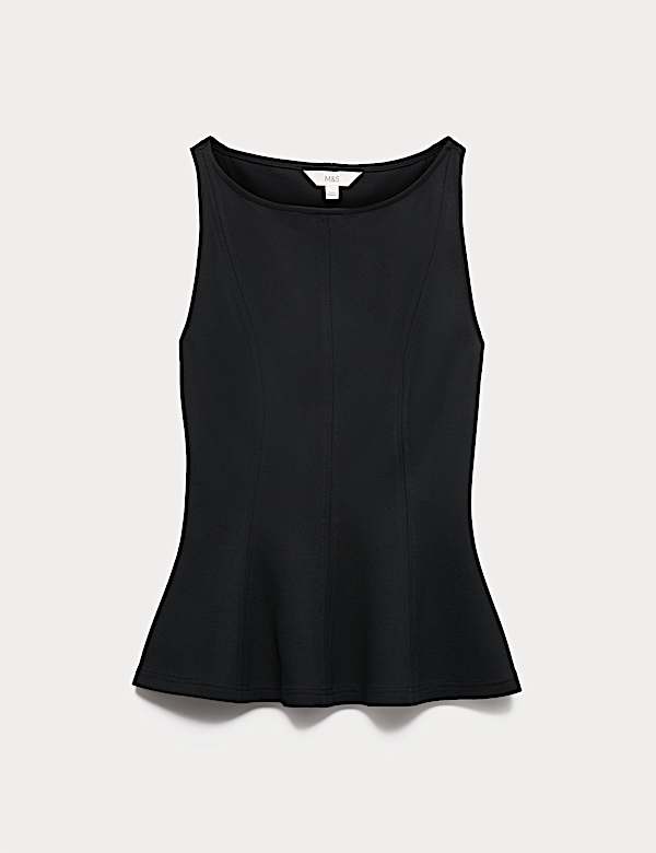 Slash Neck Sleeveless Peplum Top