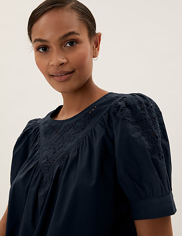 Pure Cotton Broderie Relaxed Top