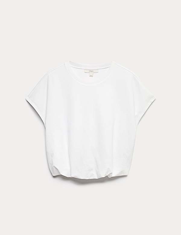 Cotton Rich Bubble Hem T-Shirt - NO