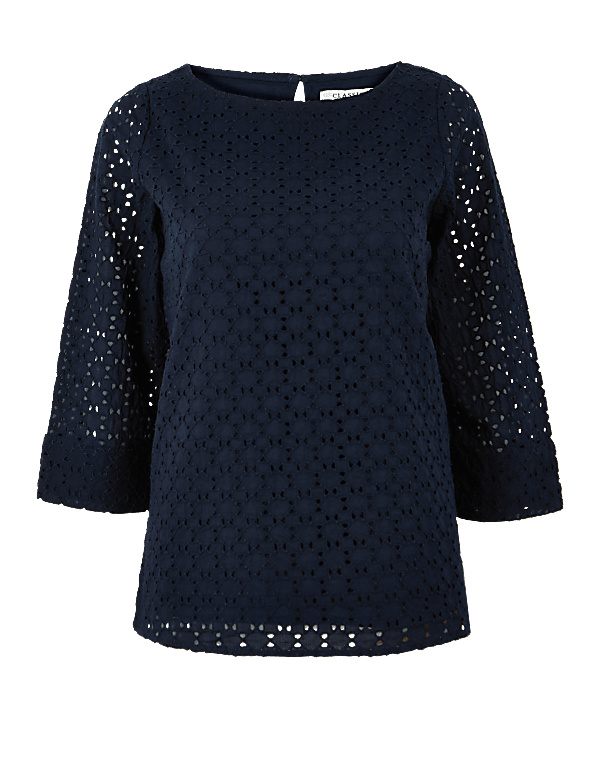 Pure Cotton Lace 3/4 Sleeve Blouse