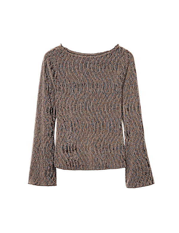 Velvet Smocked Long Sleeve Top