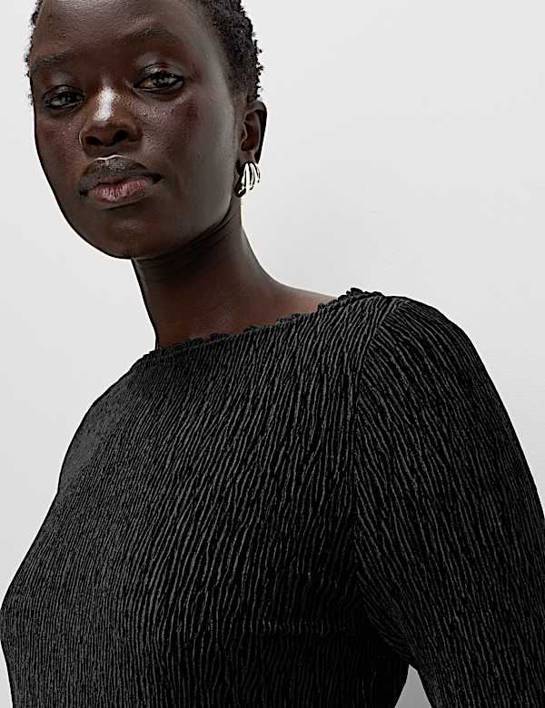 Velvet Smocked Long Sleeve Top