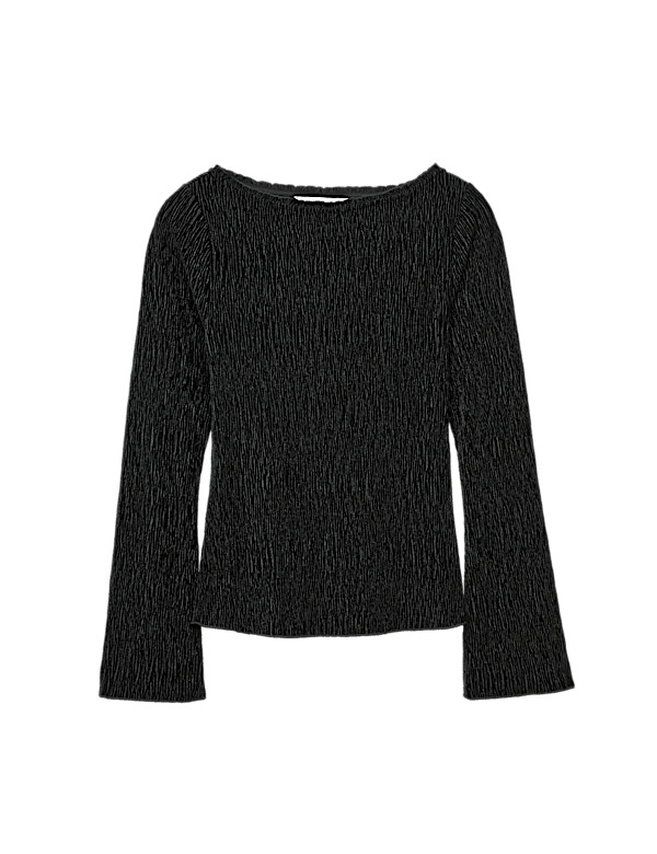 Velvet Smocked Long Sleeve Top