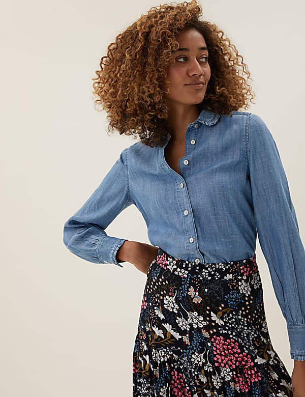 Pure Tencel™ Denim Peter Pan Collar Shirt