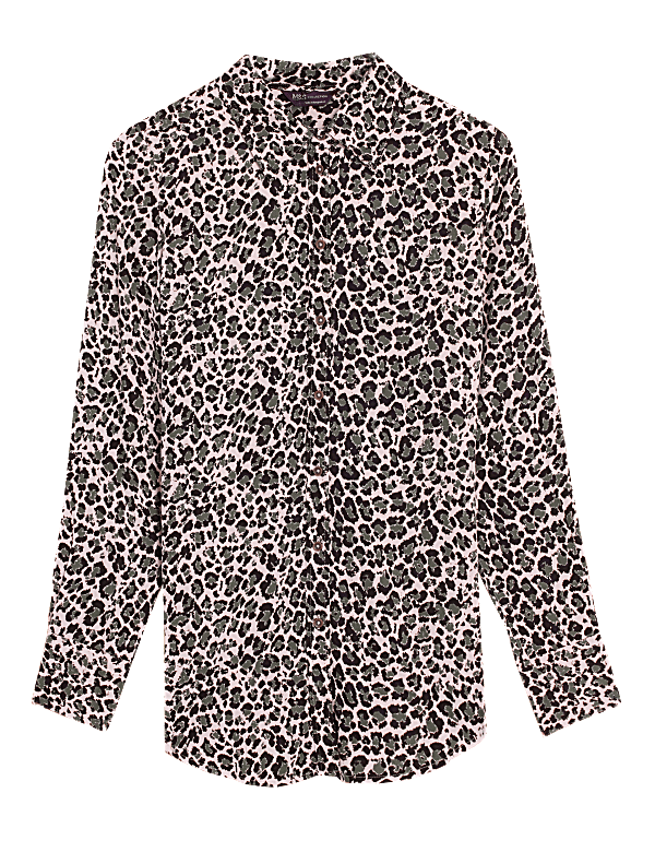 Animal Print Collared Longline Shirt