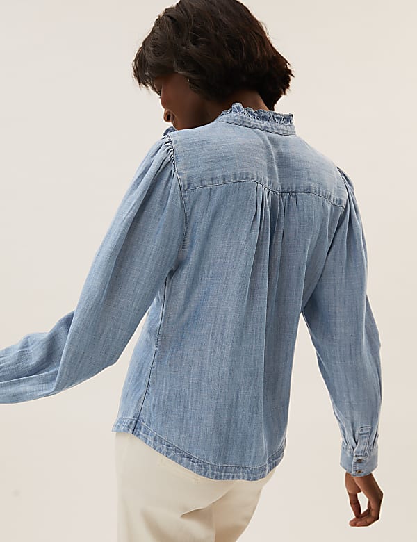 Pure Tencel™ Denim Frill-Detail Blouse