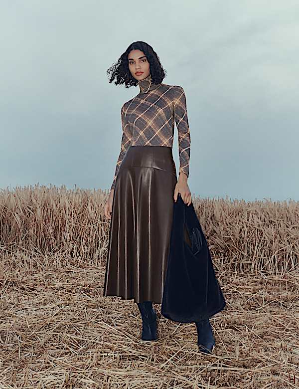 Funnel Neck Long Sleeve Slim Fit Top with Wool