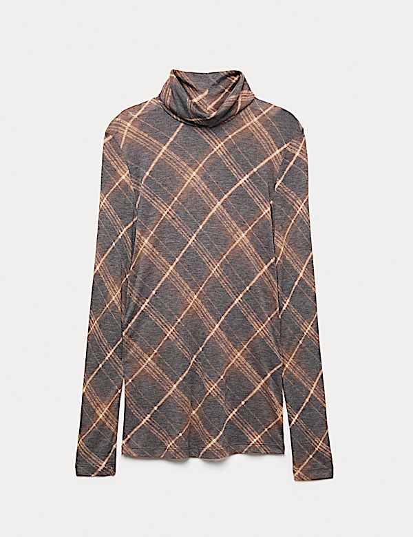 Top coupe cintr&eacute;e &agrave; manches longues et col chemin&eacute;e avec laine - CA