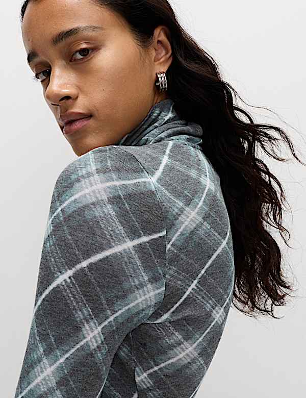 Funnel Neck Long Sleeve Slim Fit Top with Wool