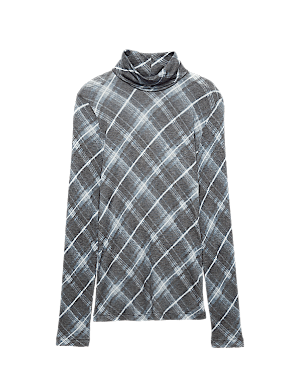 Funnel Neck Long Sleeve Slim Fit Top with Wool