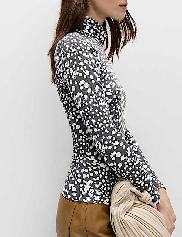 Funnel Neck Long Sleeve Slim Fit Top with Wool - VN