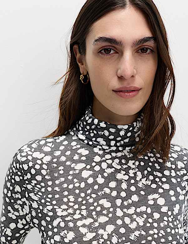 Funnel Neck Long Sleeve Slim Fit Top with Wool - VN